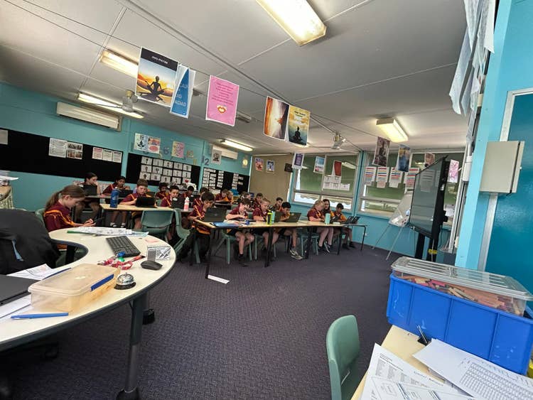 Classroom with students working