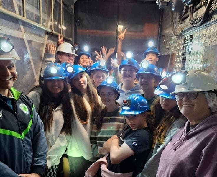 Year 5 and 6 along with teachers about to go into mines